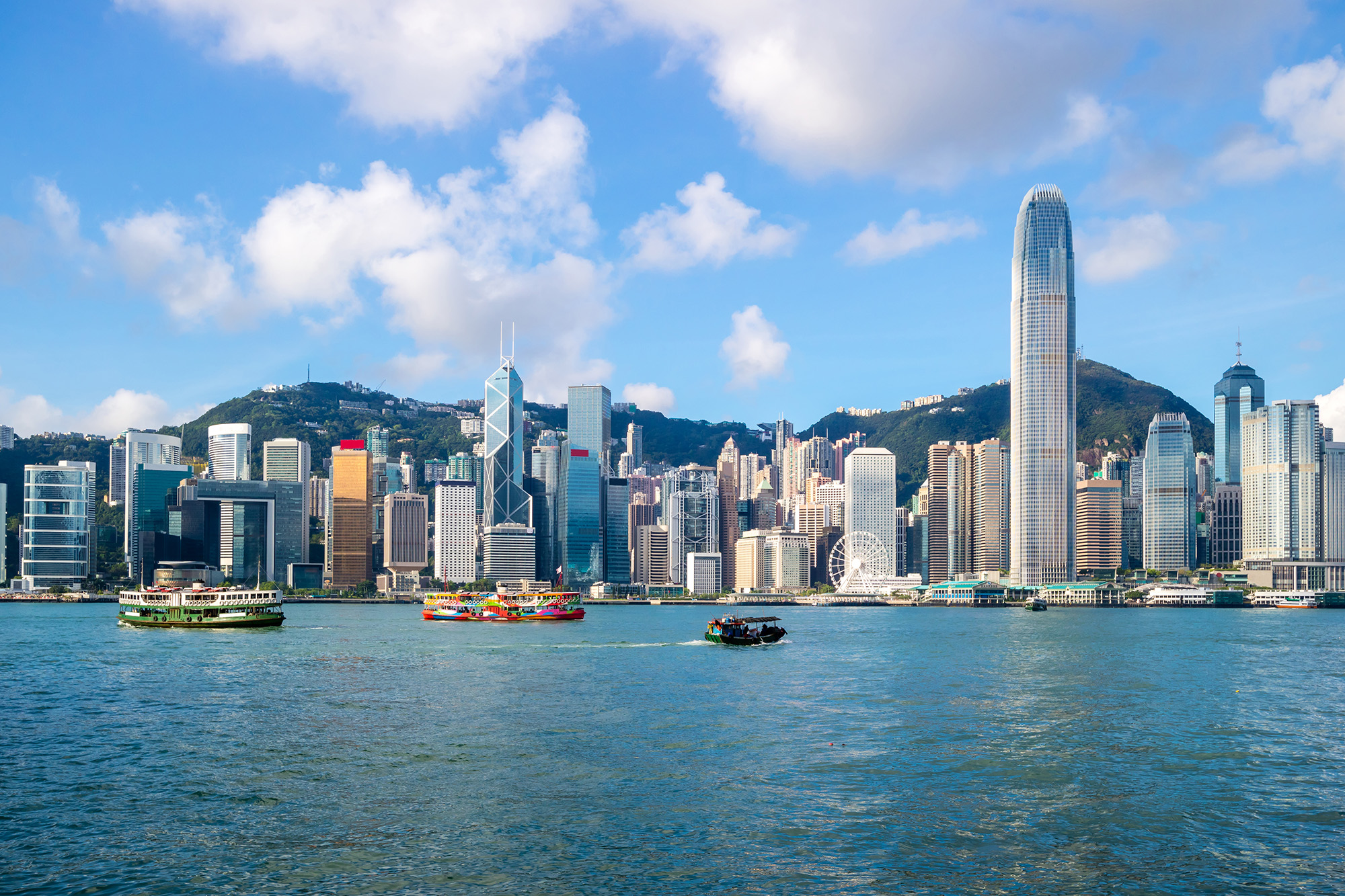 Hong Kong Skyline and Victoria Harbor in morning