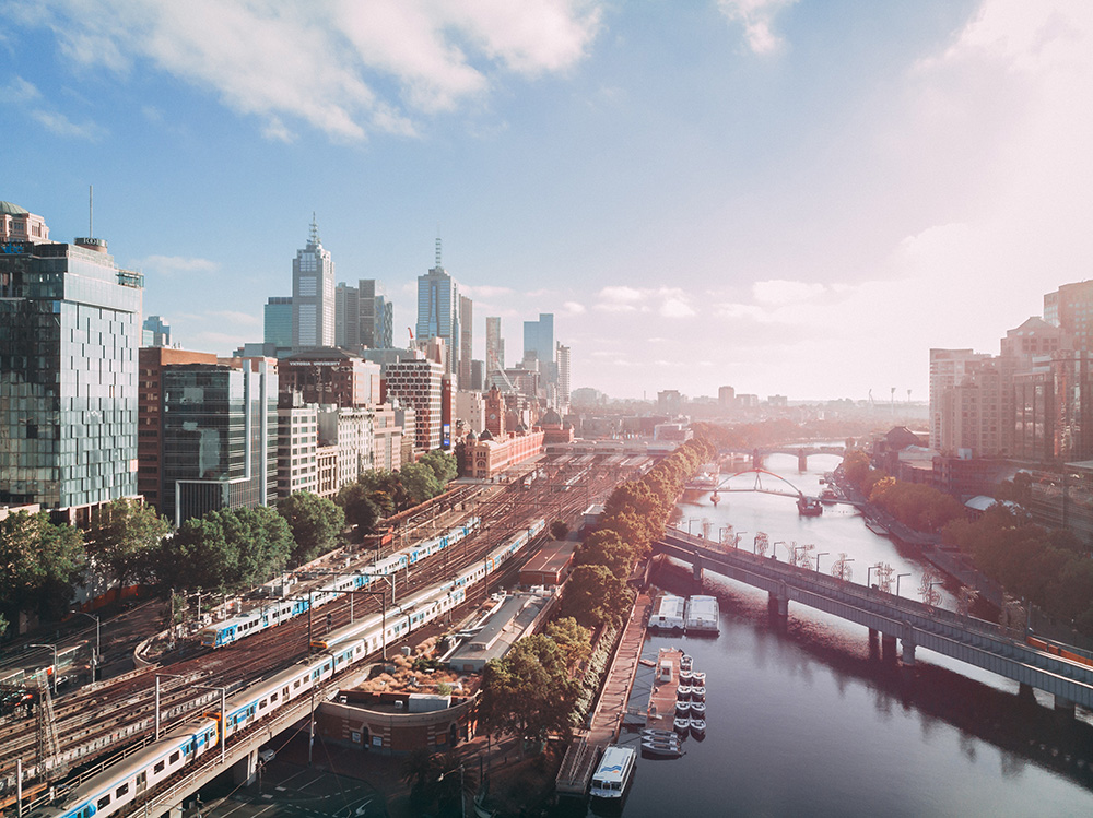 Melbourne city skyline view